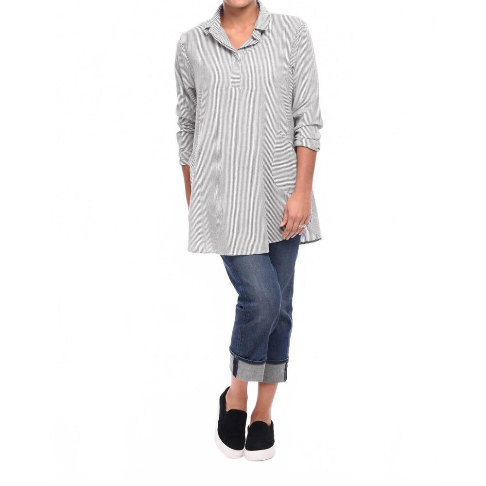 NEW TULIP CLOTHING the brenna tunic top in ticking